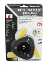 Load image into Gallery viewer, Rino Tuff Push n’ Load Universal 3-Blade Head for Gas and Electric Landscaping Trimmers