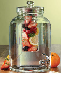 Circleware Brington Glass Beverage Drink Dispenser with Ice Insert and Fruit Infuser, 2.64 gallon, Clear