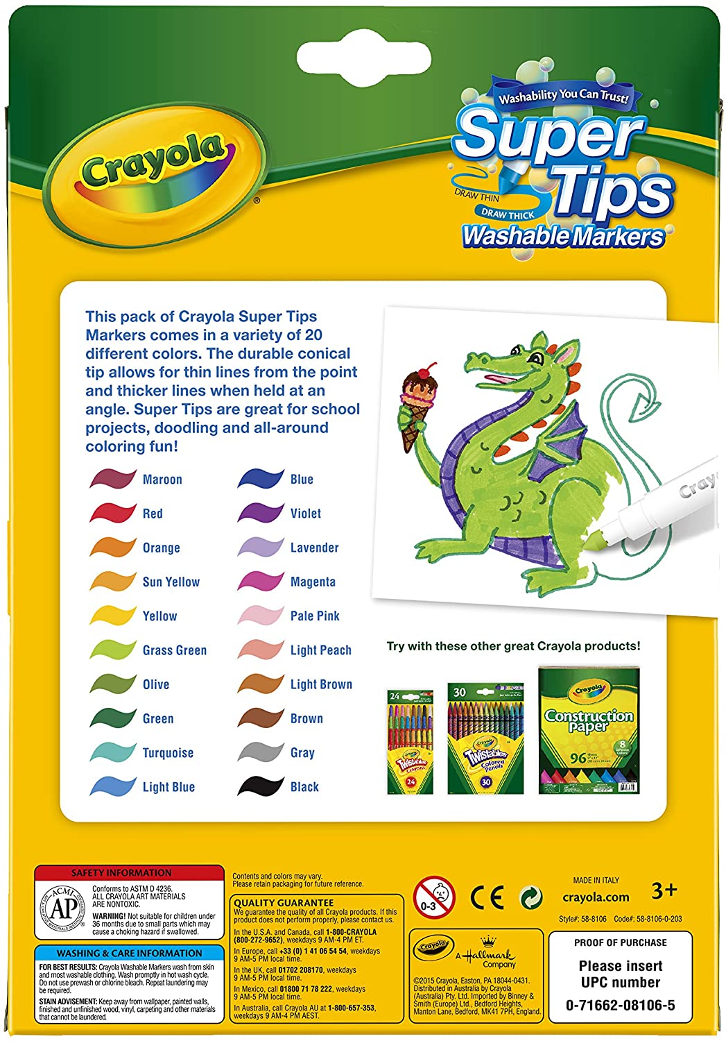 2 Packages Crayola Super Tips 20 Count Draw Thin Or Thick Washable Markers