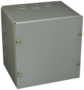 Wiegmann SC080806 SC-Series NEMA 1 Screw Cover Wallmount Pull Box with Knockouts, Painted Steel, 8" x 8" x 6"