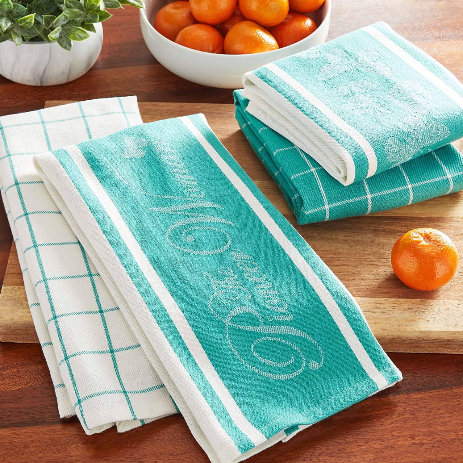 Pioneer Woman Butterfly Kitchen Tea Towels Set of 4 Assorted Teal