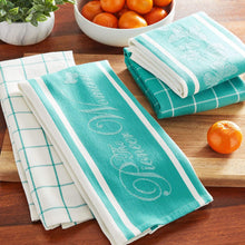 Load image into Gallery viewer, Pioneer Woman Butterfly Kitchen Tea Towels Set of 4 Assorted Teal Mint Aqua