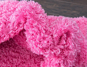Unique Loom Solo Solid Shag Collection Modern Plush Taffy Pink Runner Rug (3' x 10')