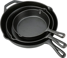 Load image into Gallery viewer, 3-Piece Cast Iron Skillet Set