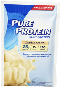 Pure Protein Powder, Whey, Great for Meal Replacement Shakes, Low Carb, Gluten Free, Vanilla Cream, 1.37 oz Single Serve Packets, 7 Count