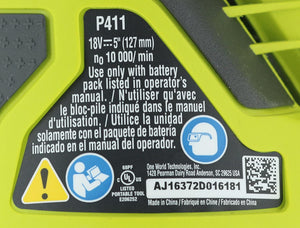 Ryobi P411 One+ 18 Volt 5 Inch Cordless Battery Operated Random Orbit Power Sander (Battery Not Included / Power Tool Only)