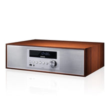 Load image into Gallery viewer, Toshiba TY-CWU700 Vintage Style Retro Look Micro Component Wireless Bluetooth Audio Streaming &amp; CD Player Wood Speaker System + Remote, USB Port for MP3 Playback, FM Stereo Digital Tuner, AUX Input