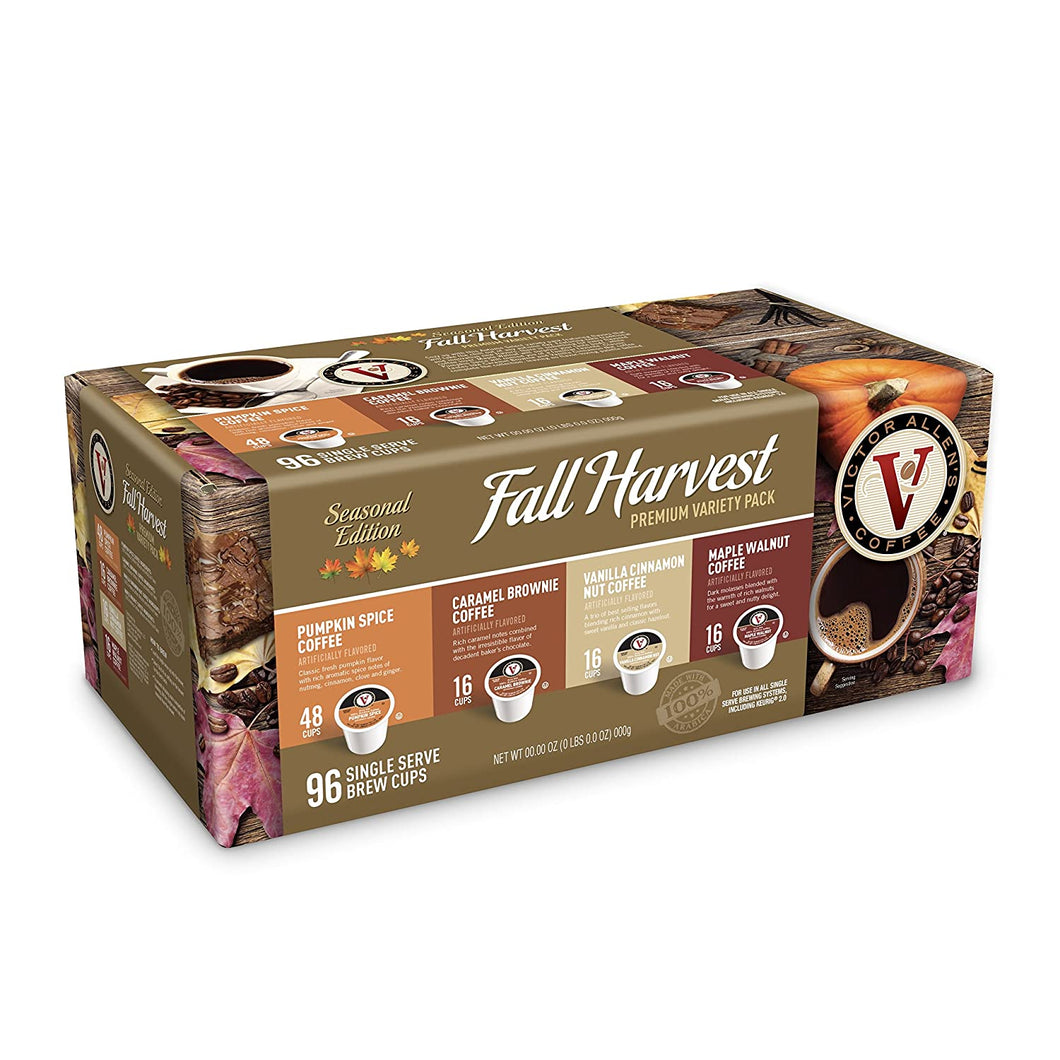Victor Allen Coffee Fall Harvest Variety Pack Single Serve 96 Count (Compatible with 2.0 Keurig Brewers)