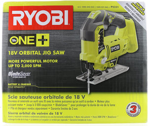 Ryobi One+ P5231 18V Lithium Ion Cordless Orbital T-Shaped 3,000 SPM Jigsaw (Battery Not Included, Power Tool and T-Shaped Wood Cutting Blade Only)