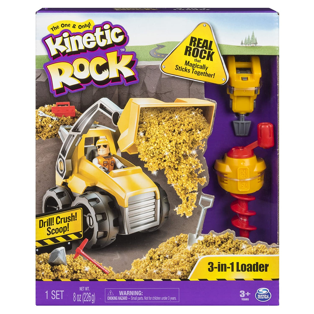 Kinetic Rock - 3-in-1 Loader with Construction Tools and Gold Kinetic Rock, for Ages 3 and Up