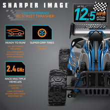 Load image into Gallery viewer, Sharper Image RC All Terrain 2.4GHz Remote Control Racing Street Thrasher Car, High-Speed Up To 12.5 MPH For Off Road Action, Rechargeable Battery Operated RC Vehicle for Kids/Adults, BLUE