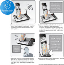 Load image into Gallery viewer, AT&amp;T CL83207 DECT 6.0 Expandable Cordless Phone with Smart Call Blocker, Silver/Black with 2 Handsets
