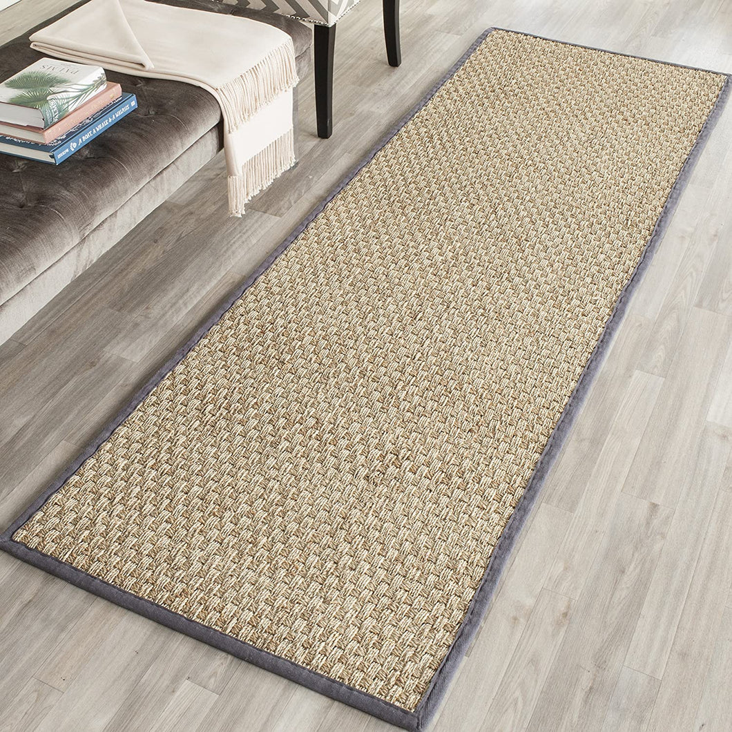 Safavieh Natural Fiber Collection NF114A Basketweave Natural and Beige Seagrass Area Rug (5' x 8')