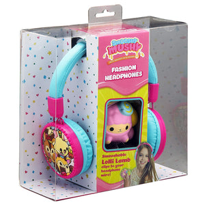 Cute Girls Fashion Wired Headphones with Built in Microphone and Squishy Toy Lamb for Stress Relief Clips to Headphone Wire