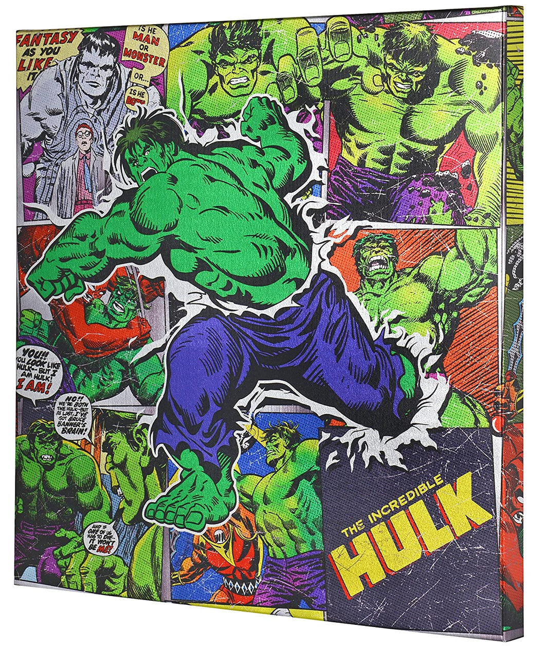 Edge home Products A2502HU-4 Metallic Canvas 25x25 Hulk Retro, Marvel