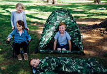 Load image into Gallery viewer, Pacific Play Tents 23335 Kids Green Camo Dome Tent Set with Sleeping Bag and Chair