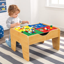 Load image into Gallery viewer, KidKraft 2-in-1 Reversible Top Activity Table with 200 Building Bricks &amp; 30Piece Wooden Train Set - Natural, 28.5&quot; x 24&quot; x 3.25&quot;