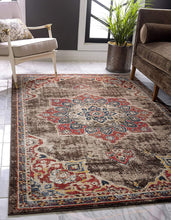 Load image into Gallery viewer, Unique Loom Utopia Collection Traditional Medallion Vintage Warm Tones Chocolate Brown Area Rug (8&#39; x 10&#39;)