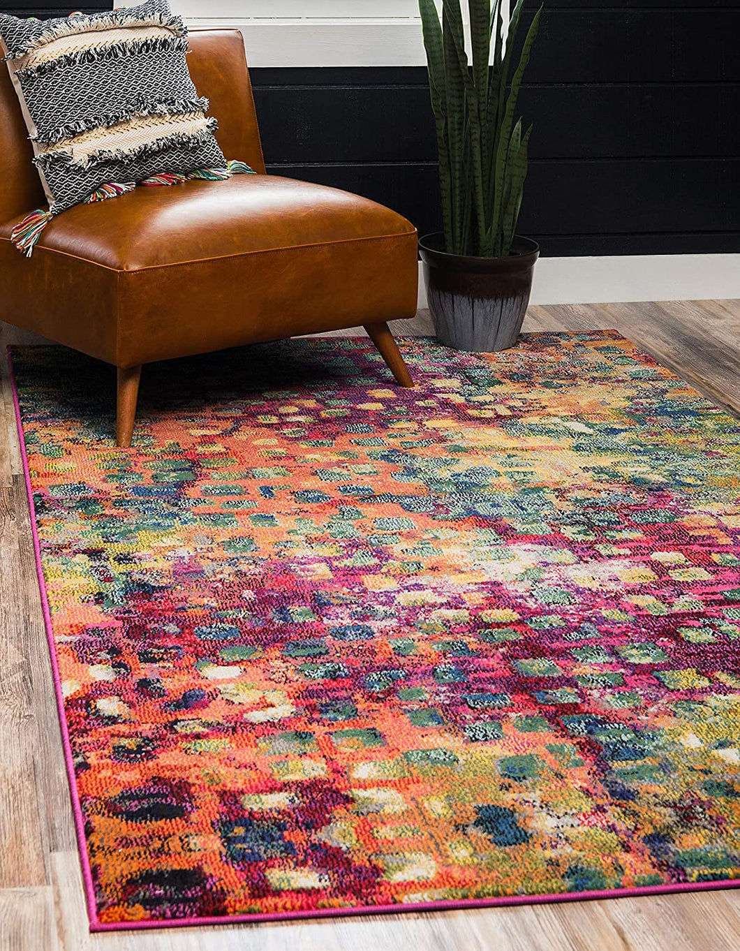 Unique Loom Jardin Collection Colorful Abstract Multi Area Rug (2' x 3')