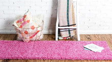 Load image into Gallery viewer, Unique Loom Solo Solid Shag Collection Modern Plush Taffy Pink Runner Rug (3&#39; x 10&#39;)