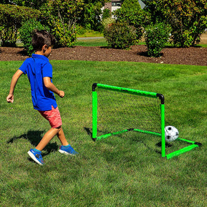 Franklin Sports Kids Mini Soccer Goal Set - Backyard/Indoor Mini Net and Ball Set with Pump - Portable Folding Youth Soccer Goal Set - 36" x 24"